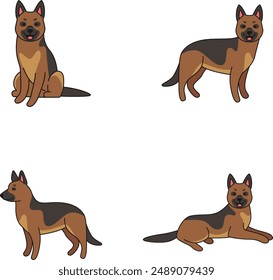 cute german shepherd dog illustration