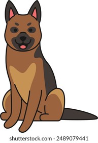 cute german shepherd dog illustration