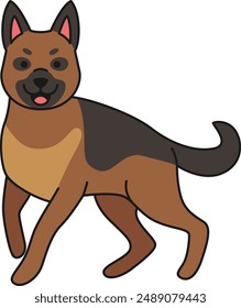 cute german shepherd dog illustration