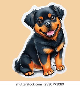 Cute German Shepherd Dog Watercolor Sticker Art Illustration Vector Design