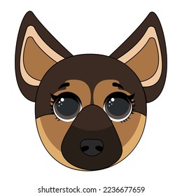 Cute german shepherd puppy cartoon, vector illustration