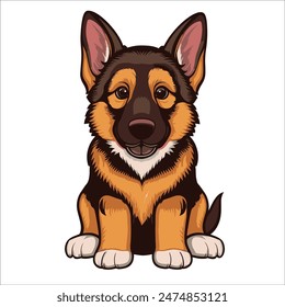 Cute german shepherd puppy vector illustration