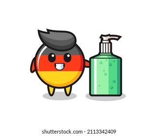 cute germany flag badge cartoon with hand sanitizer , cute style design for t shirt, sticker, logo element