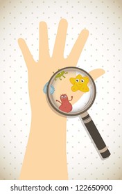 cute germs over beige background. vector illustration