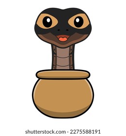Cute ghi mojave ball python cartoon inside the sack
