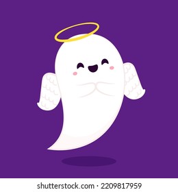 Diseño de carácter de ángel fantasma. Fantasma en el día de Halloween. Vector de dibujos animados de vacaciones.