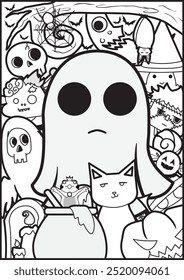 Cute ghost background illustration waiting for Halloween
