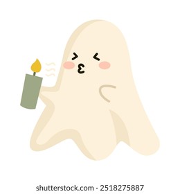 Cute ghost blowing a candle