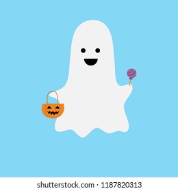 Cute ghost with candy. Halloween day