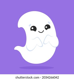 Cute ghost. Cartoon character. Colorful vector illustration. Isolated on color background. Design element. Template for your design, books, stickers, cards.