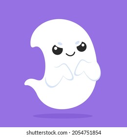 Cute ghost. Cartoon character. Colorful vector illustration. Isolated on color background. Design element. Template for your design, books, stickers, cards.