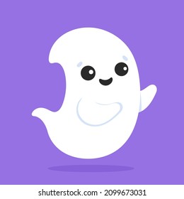 Cute ghost. Cartoon character. Colorful vector illustration. Isolated on color background. Design element. Template for your design, books, stickers, cards.