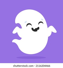Cute ghost. Cartoon character. Colorful vector illustration. Isolated on color background. Design element. Template for your design, books, stickers, cards.