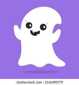 Cute ghost. Cartoon character. Colorful vector illustration. Isolated on color background. Design element. Template for your design, books, stickers, cards.