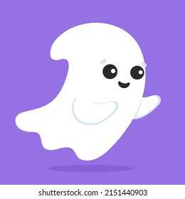 Cute ghost. Cartoon character. Colorful vector illustration. Isolated on color background. Design element. Template for your design, books, stickers, cards.