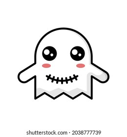 cute ghost cartoon character illustration vector graphic