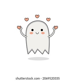 Cute ghost cartoon character spreading love