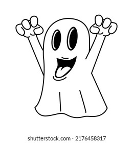Cute ghost cartoon coloring page illustration vector. For kids coloring book.