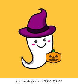 cute ghost cartoon design for halloween celebration. design for sticker template