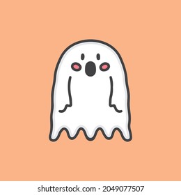 Cute ghost cartoon illustration. Vector graphics for t-shirt prints and other uses.