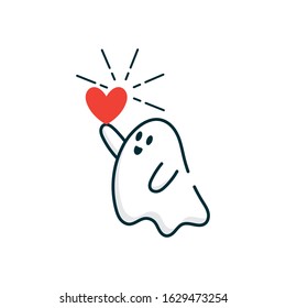 cute ghost cartoon love vector illustration