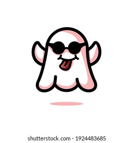 Cute Ghost Cartoon Mascot Vector Illustration Design Character.