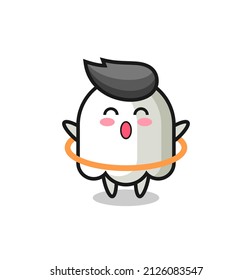 cute ghost cartoon is playing hula hoop , cute style design for t shirt, sticker, logo element
