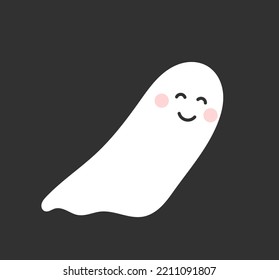 Cute ghost cartoon style symbol. Vector illustration.