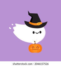 Cute ghost cartoon vector. Ghost character design.