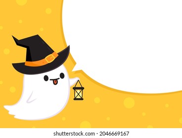 Cute ghost cartoon vector. Ghost character design. Halloween card vector.