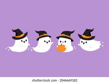 Cute ghost cartoon vector. Ghost character design.