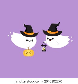 Cute ghost cartoon vector. Ghost character design.