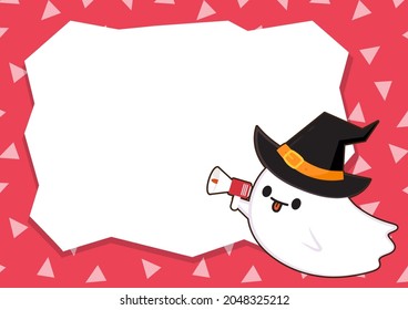 Cute ghost cartoon vector. Ghost character design. Halloween card vector.