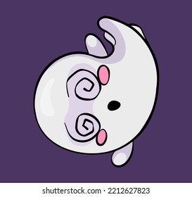 Cute Ghost Cartoon Vector Icon Illustration. Ghost Halloween Icon Concept Isolated Vector.
