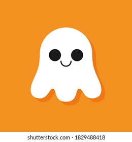 Cute Ghost Cartoon Vector Illustration For Halloween.