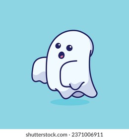 Cute ghost cartoon vector illustration halloween holiday concept icon isolated