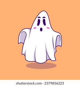 Cute Ghost Cartoon Vector Illustration. Flat Cartoon Concept.