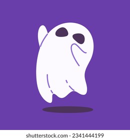 cute ghost cartoon ghost in white cloak halloween scary illustration