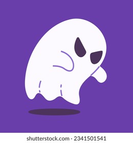tira caricatura fantasma con capa blanca halloween espantosa ilustración