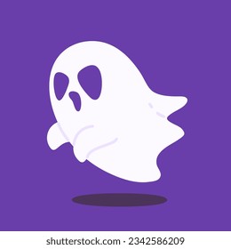 cute ghost cartoon ghost in white cloak halloween scary illustration