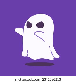 cute ghost cartoon ghost in white cloak halloween scary illustration