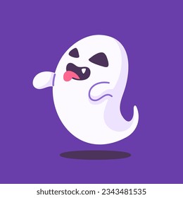 cute ghost cartoon ghost in white cloak halloween scary illustration