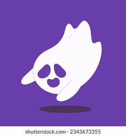 cute ghost cartoon ghost in white cloak halloween scary illustration