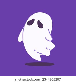 tira caricatura fantasma con capa blanca halloween espantosa ilustración