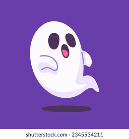 cute ghost cartoon ghost in white cloak halloween scary illustration