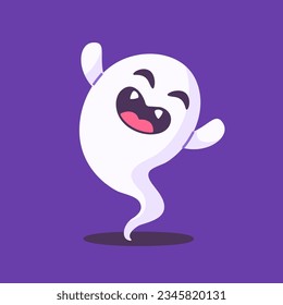 cute ghost cartoon ghost in white cloak halloween scary illustration