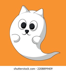 Cute Ghost Cat. Draw illustration in color