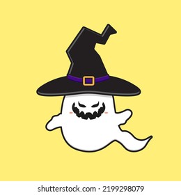 Cute ghost celebration halloween doodle cartoon clip art icon illustration design flat cartoon style
