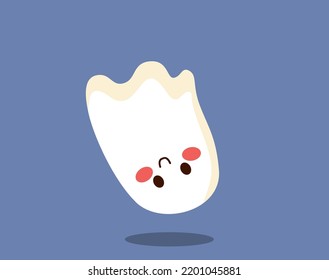 Cute ghost character flying going down making funny `pose. Funny Halloween phantom spirit with happy face