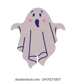 Cute Ghost Character as Flying Poltergeist Creature Vector Illustration